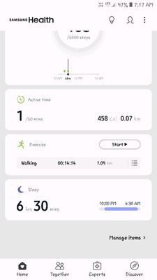 samsung health sleep