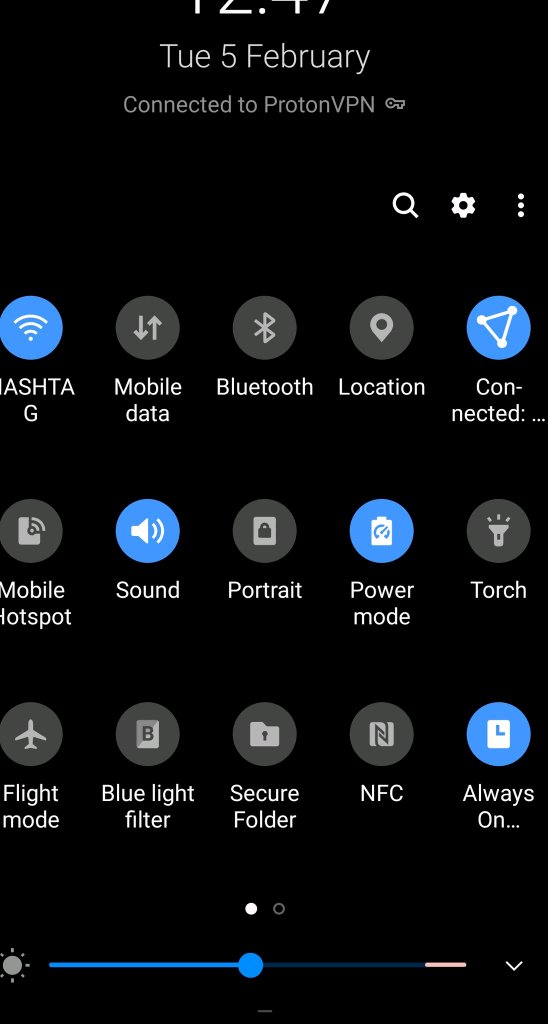 VPN shortcuts from Notification panel on Note 9 - Samsung Members