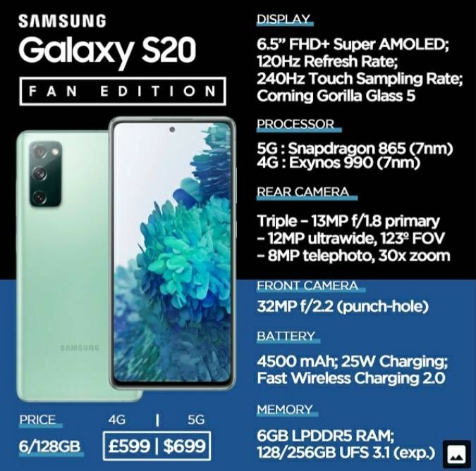 Samsung Galaxy S20 FE 5G: Prices, Colors, Sizes, Features & Specs