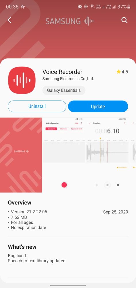 Voice Recorder App update available - Samsung Members