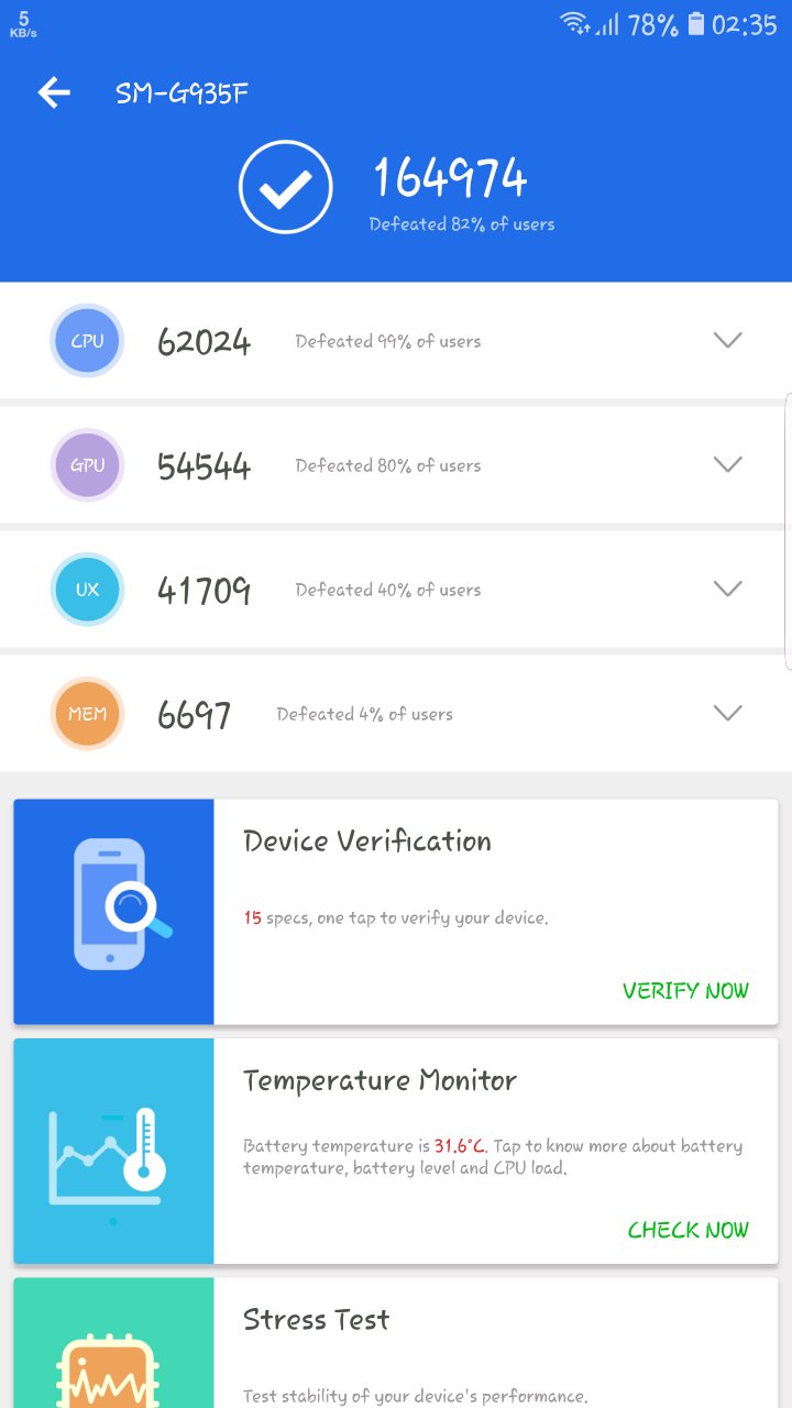 antutu bechmark for s7 edge after oreo update - Samsung Members