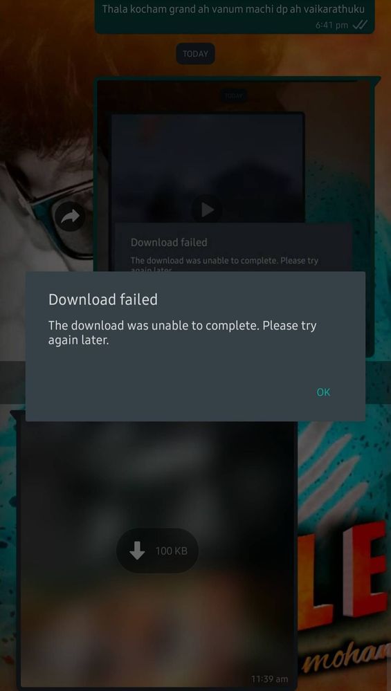 Fails to download a  video