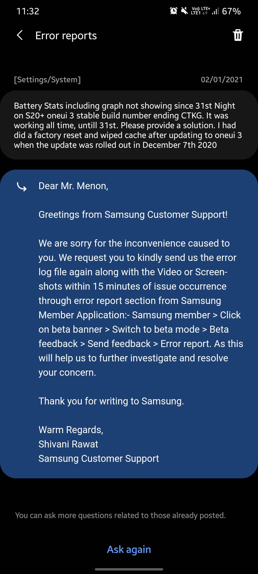 DEVICE CARE/BATTERY STATS/NOT SHOWING - Samsung Members