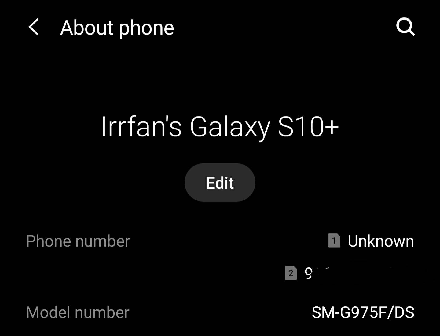 samsung sim 2 unknown number