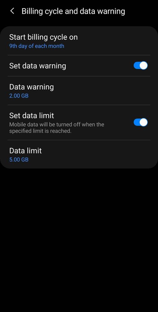 Daily Data limit option - Samsung Members