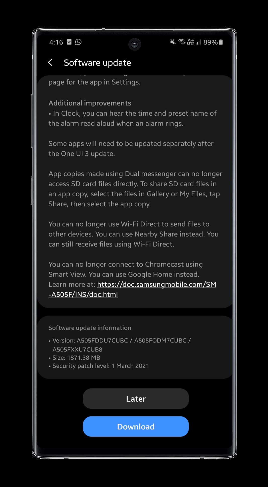 one ui 3 samsung a50