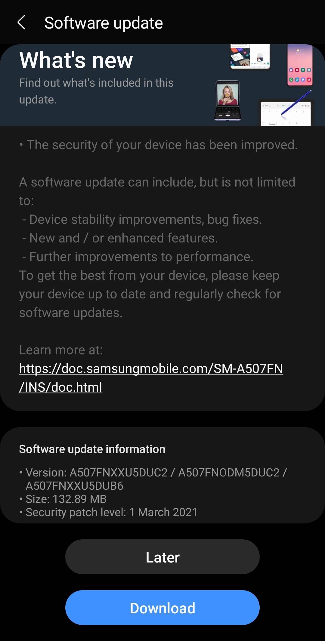 software update for samsung a50s