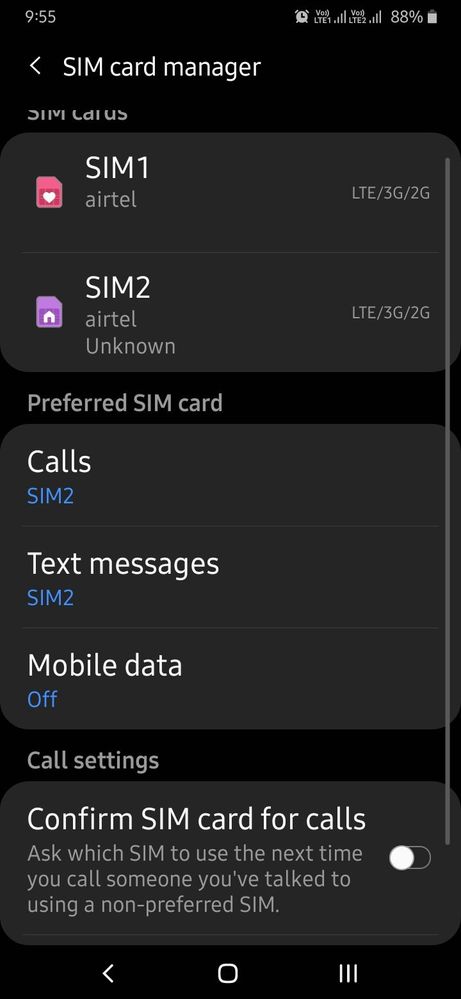 SIM cards detected in A20