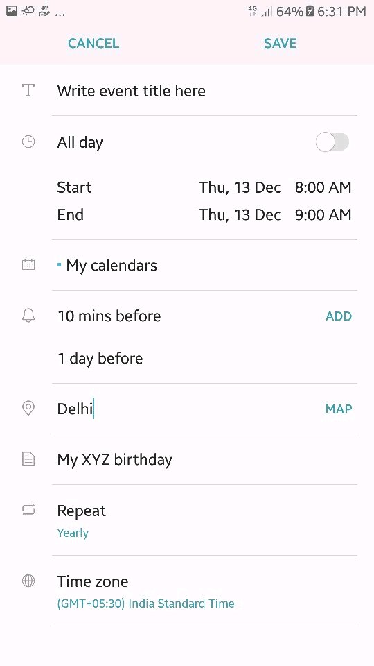 How to set birthday reminder using calender? Samsung Members