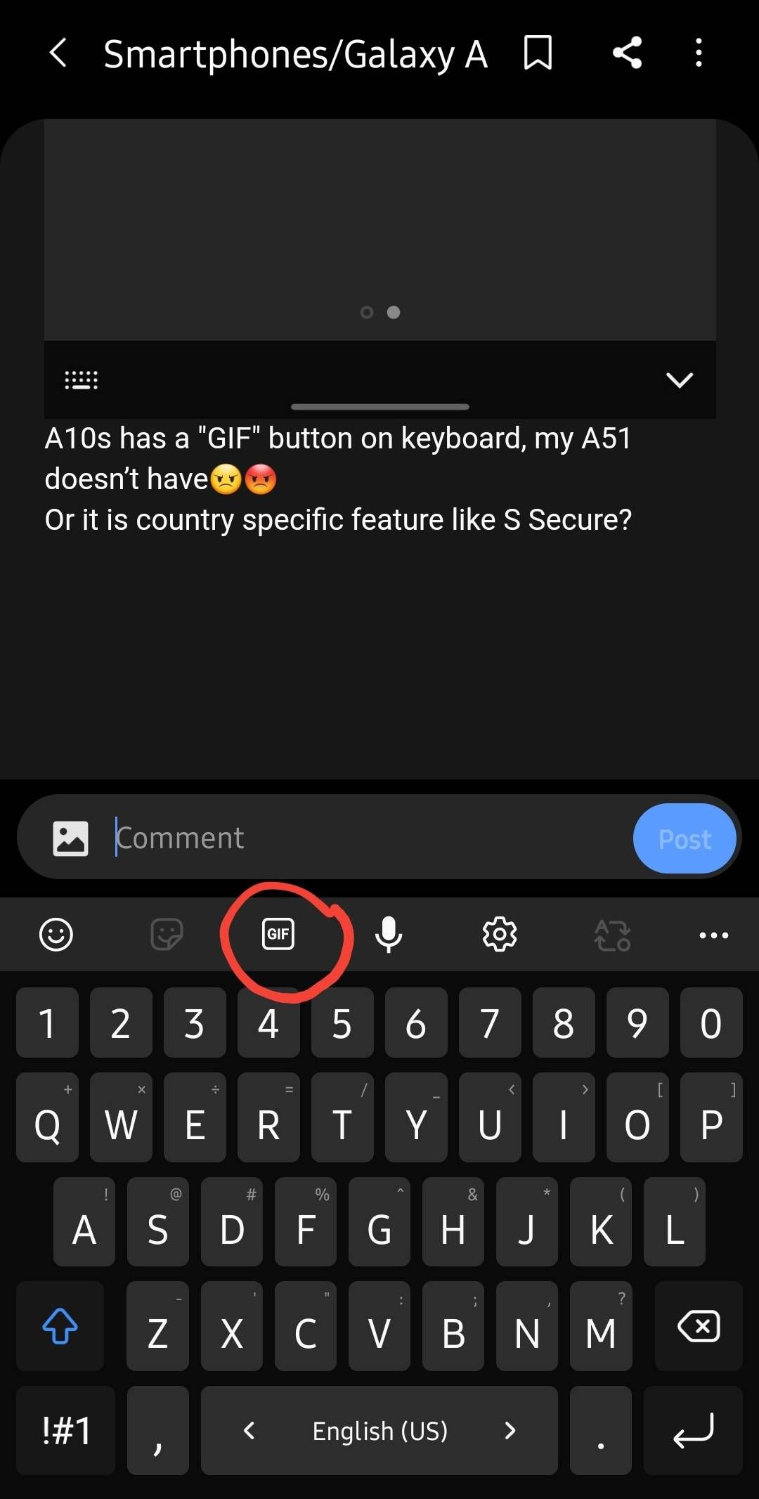 Where is GIF option on keyboard? - Samsung Members
