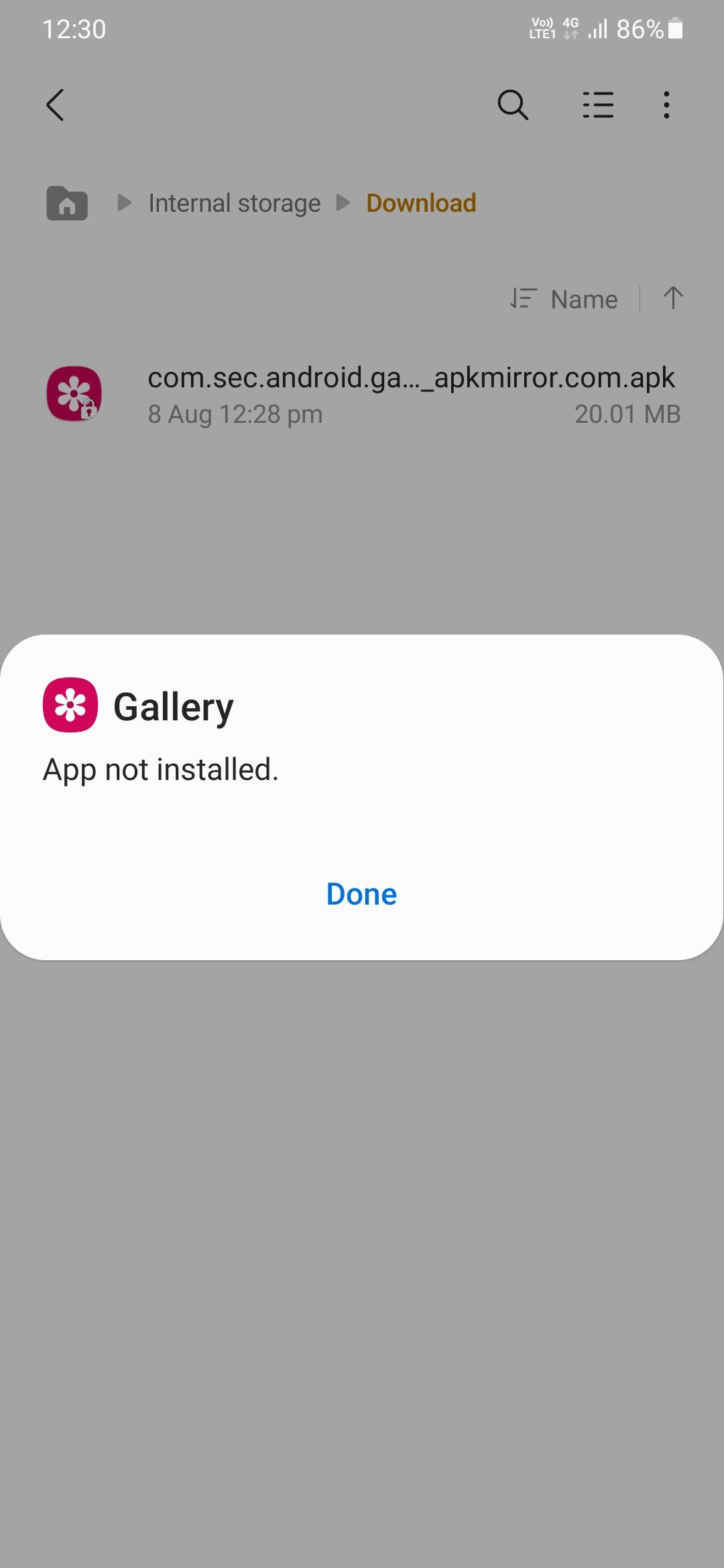 App not installed