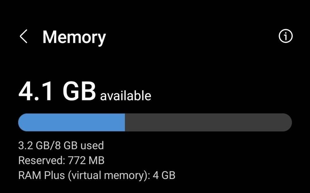 RAM Plus feature now increases your RAM by 4 GB. - Samsung Members