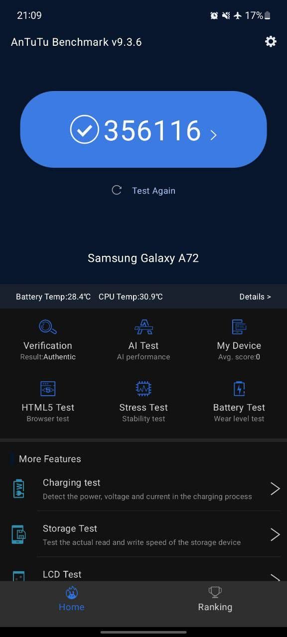 A72 Antutu Score After OneUI 4.1 - Samsung Members