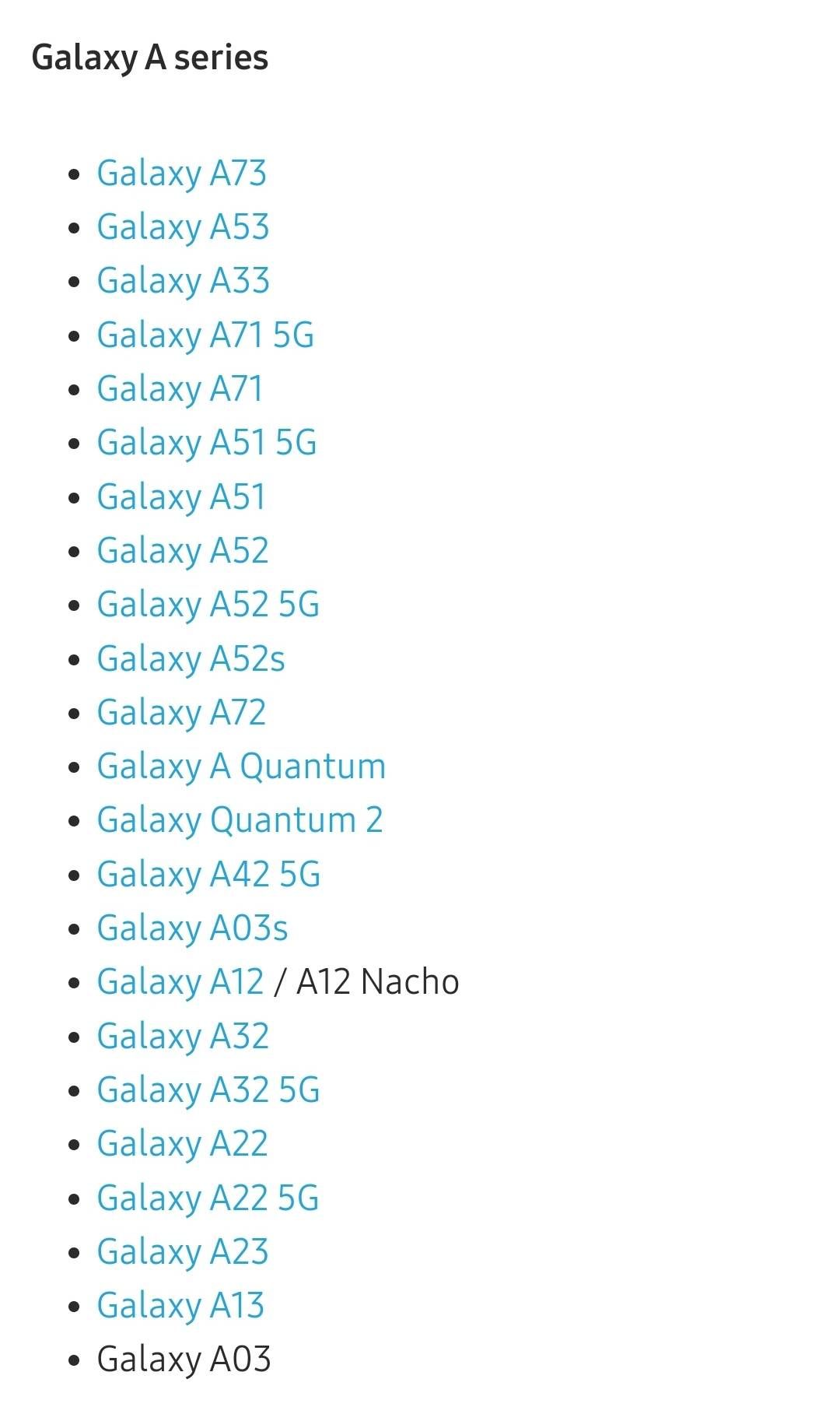 Android 13 / One UI 5.0 Eligible A series devices - Samsung Members