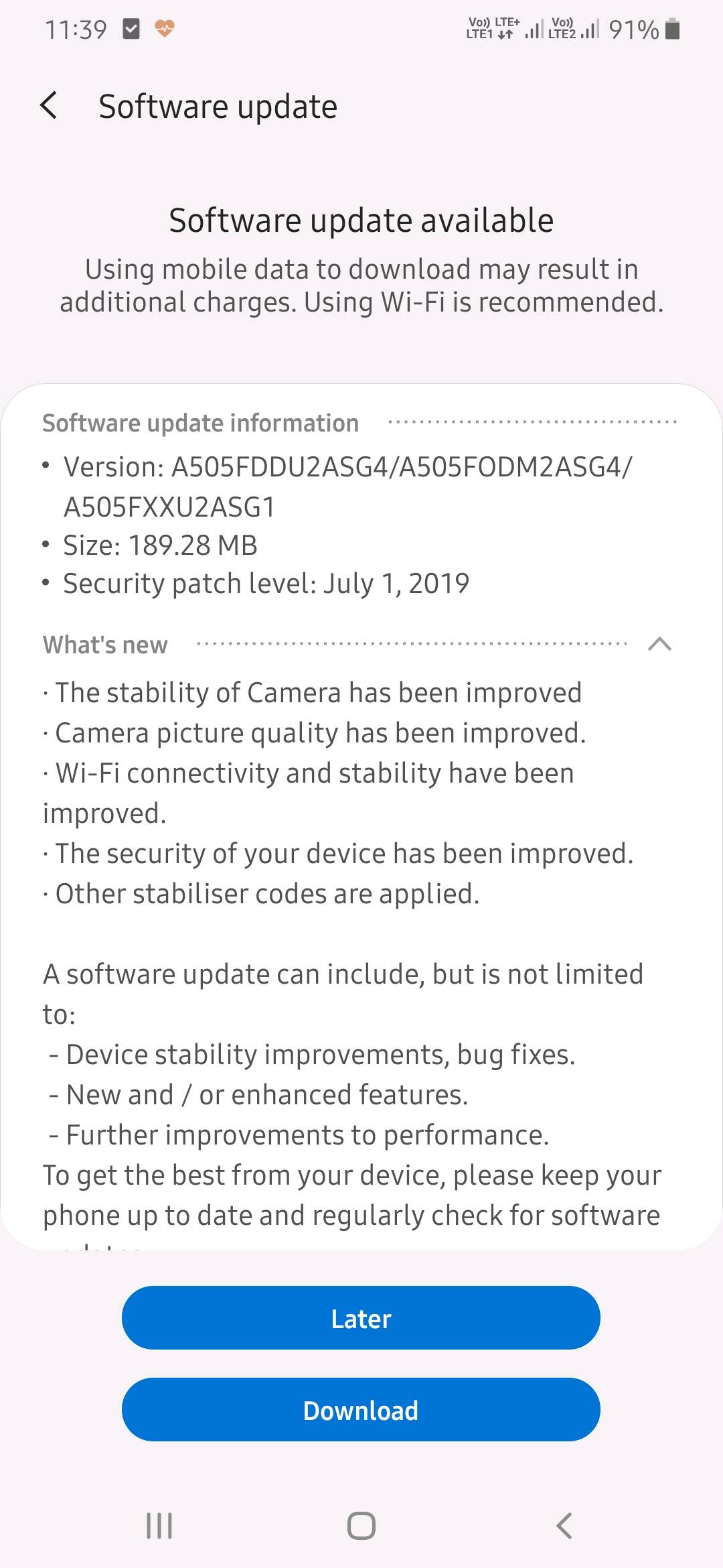 Galaxy A50 New Software Update Samsung Members