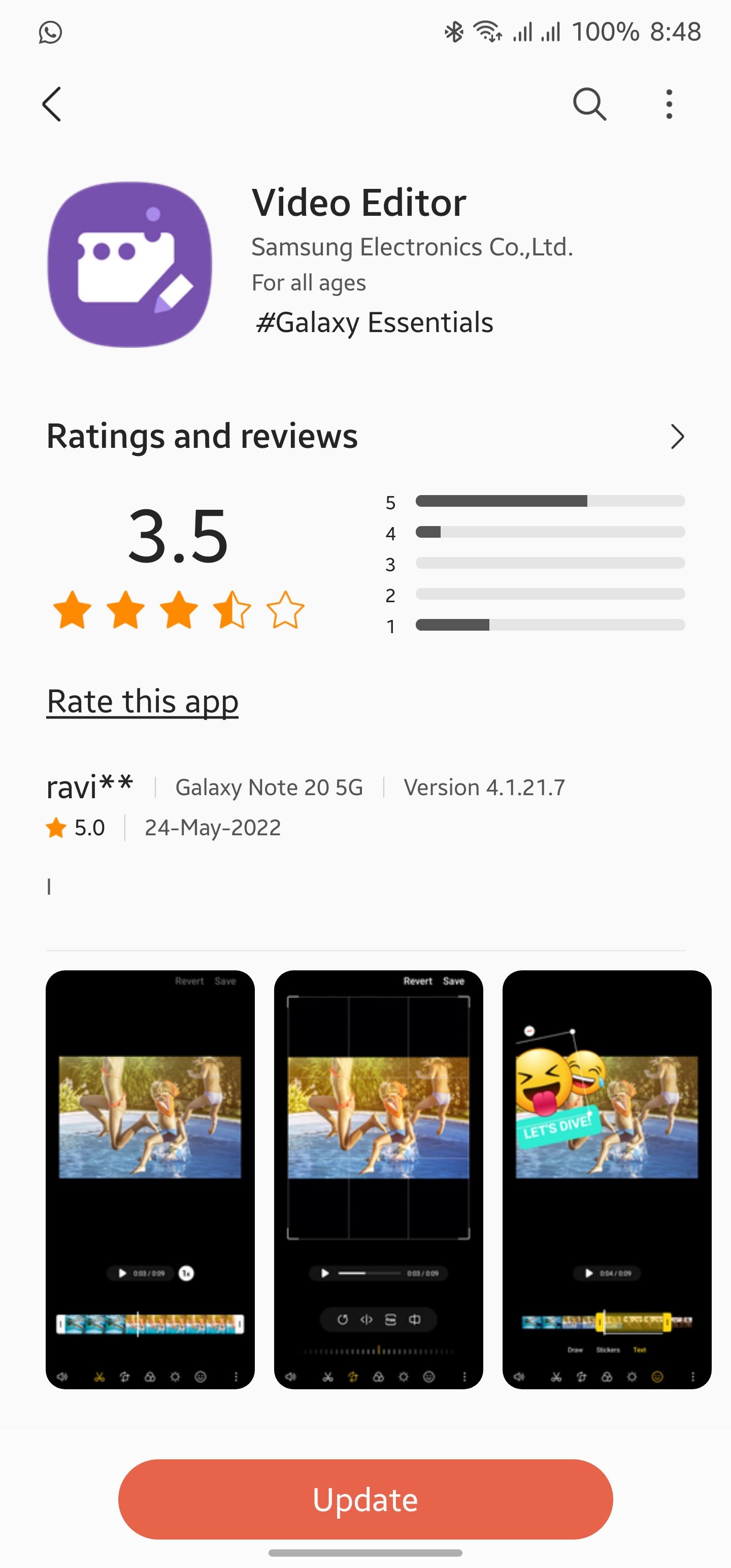 Video Editor app update. Samsung Members