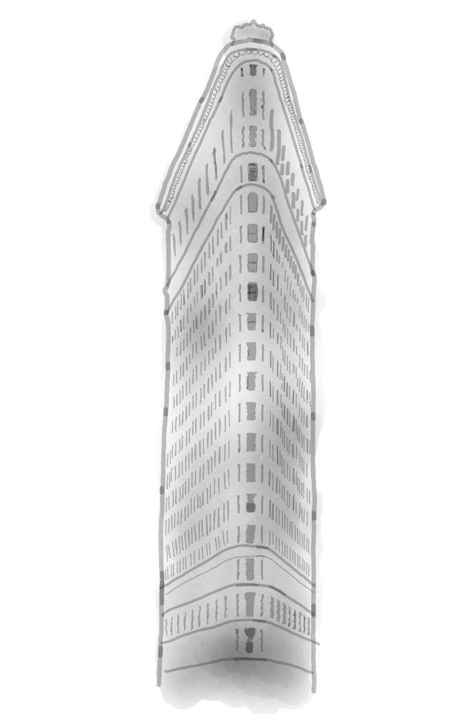 The Flatiron buidling drawn using Photo Drawing feature from PenUp