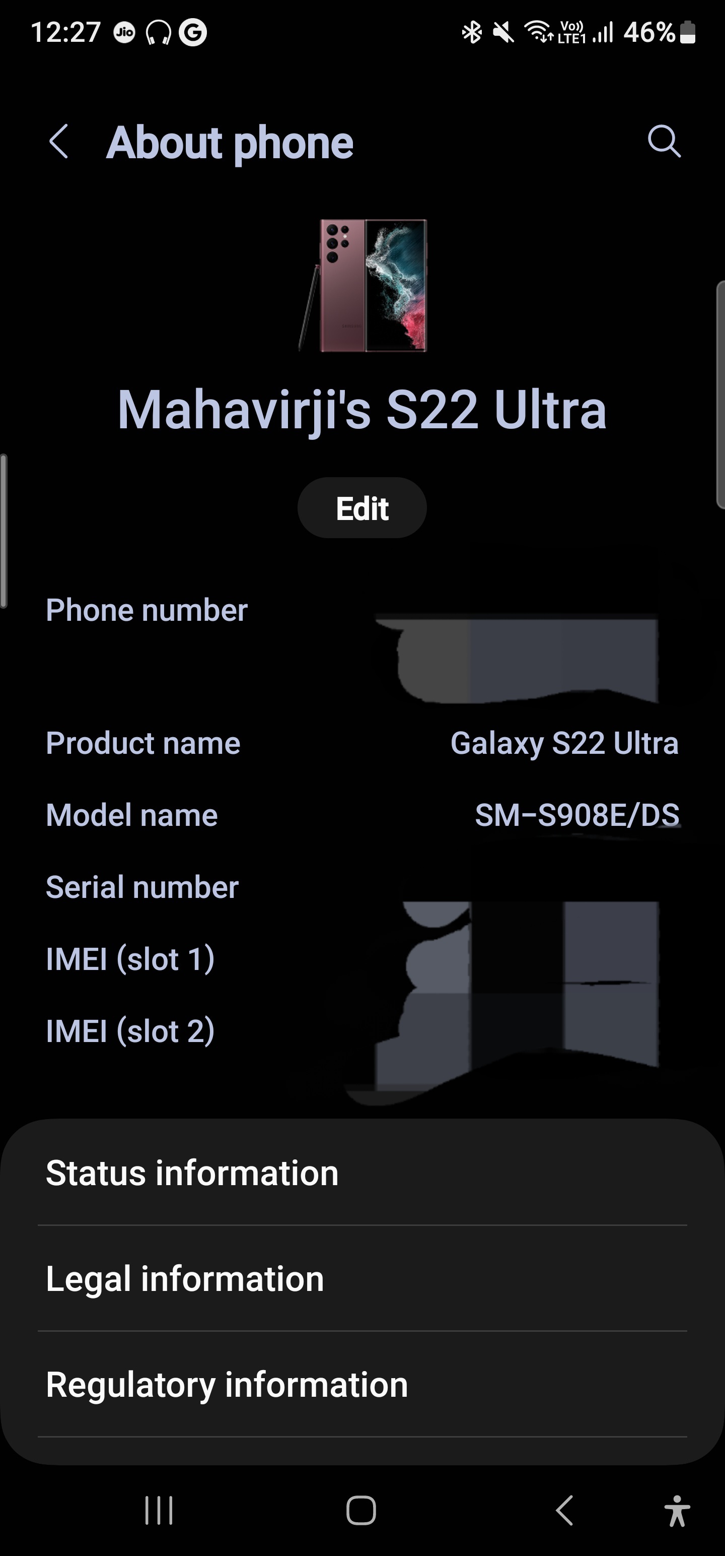 Imei number of esim on Samsung Galaxy S22 ultra - Samsung Members