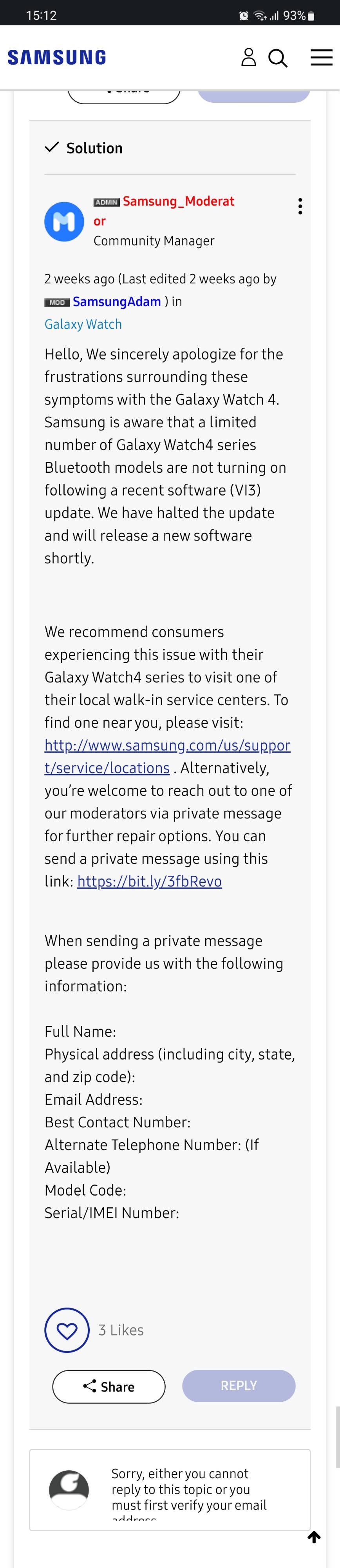 samsung watch 4 update failed