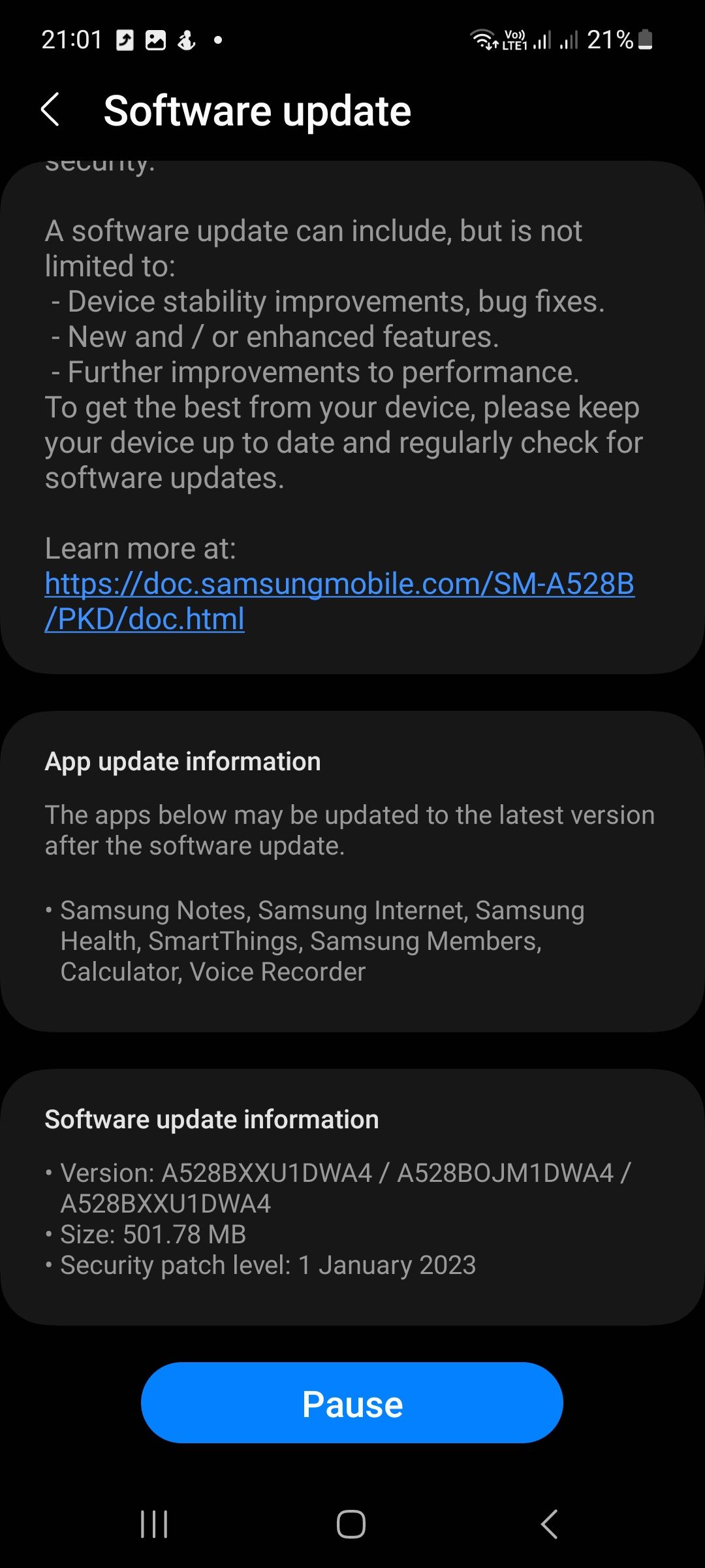 GALAXY A52S 5G January Update