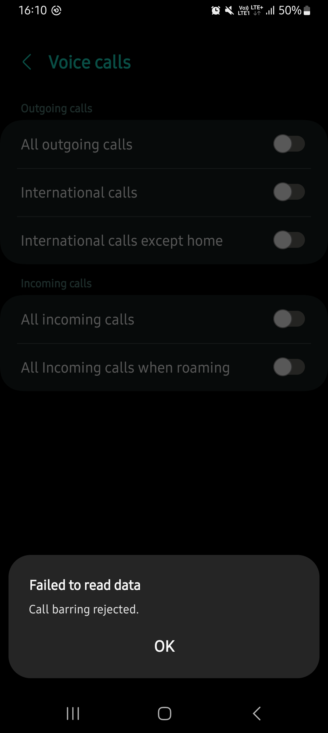 Solved Not able to enable Call barring Samsung Members