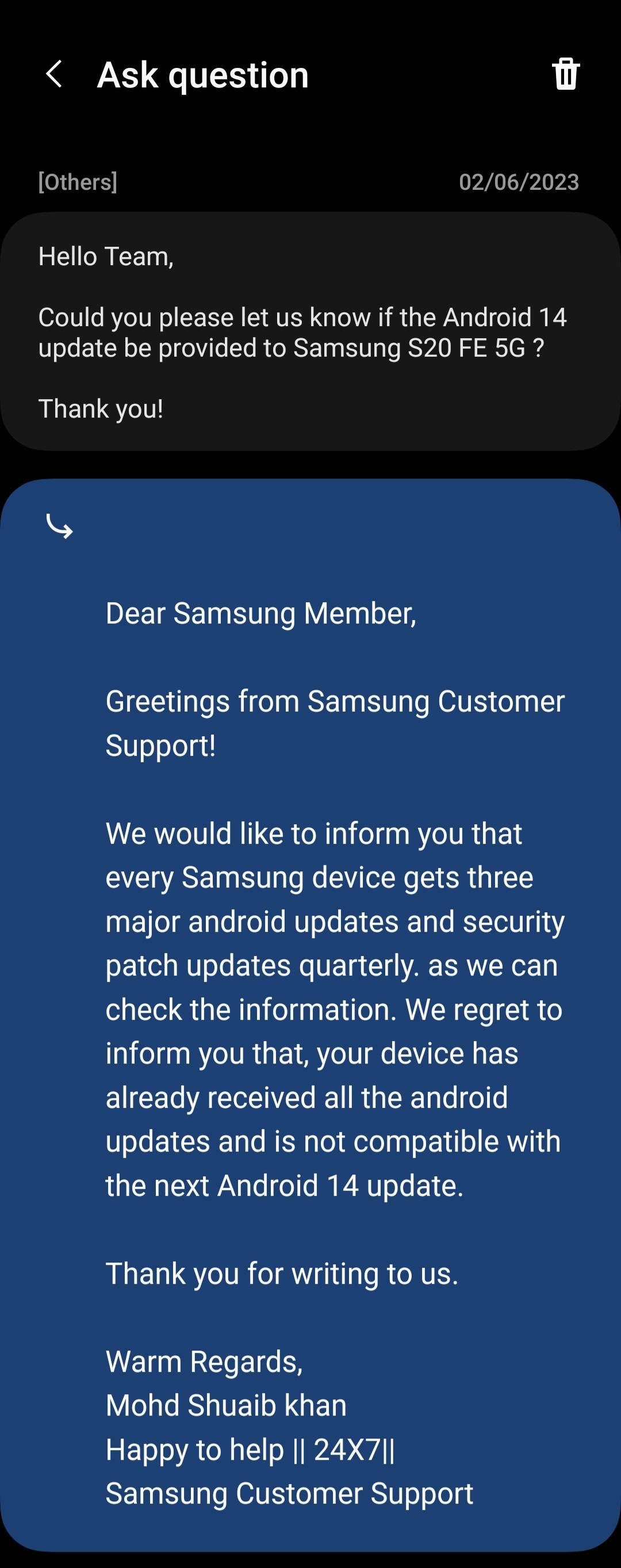 Android 14 upgrade to S20 FE 5G - Samsung Members