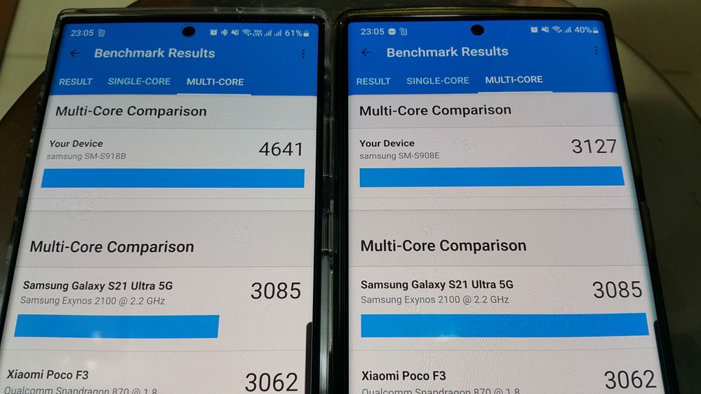 Left S23 Ultra, Right S22 Ultra