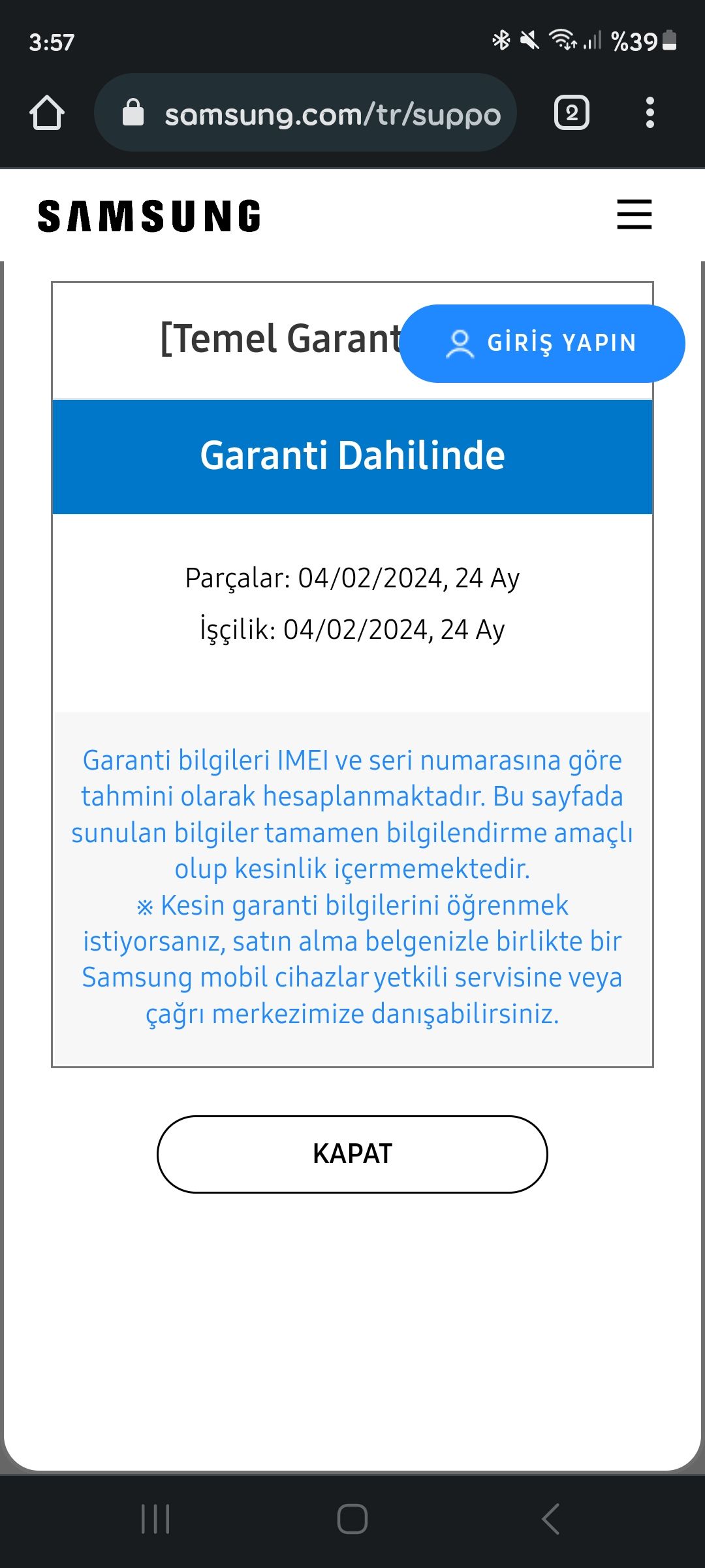 Solved: Samsung Garanti Aktivasyon Hatası - Samsung Members