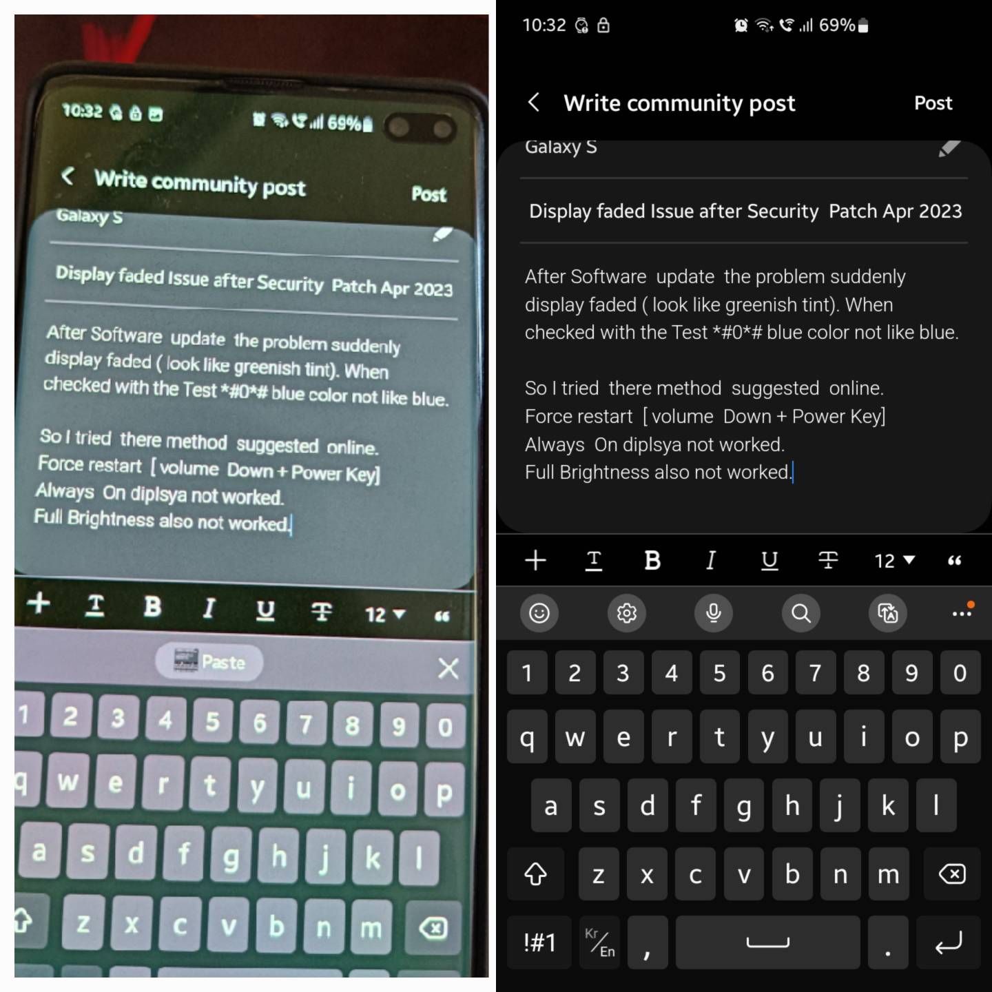 [Solved] S10 plus Display faded Issue after Securi... Samsung Members