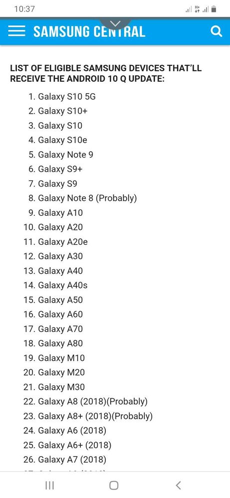 Samsung Android 10 update full list - Samsung Members