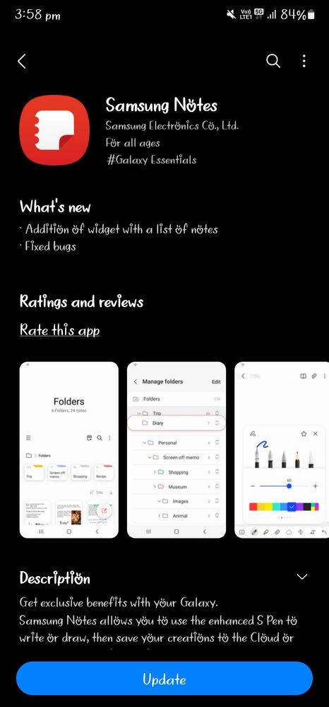 Samsung update notes deals