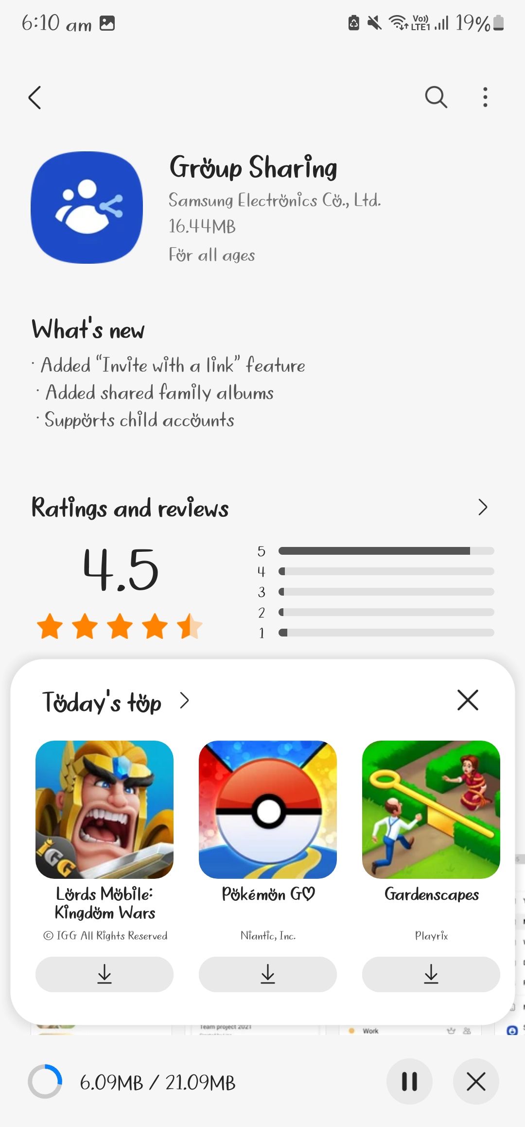 Group sharing app update - Samsung Members
