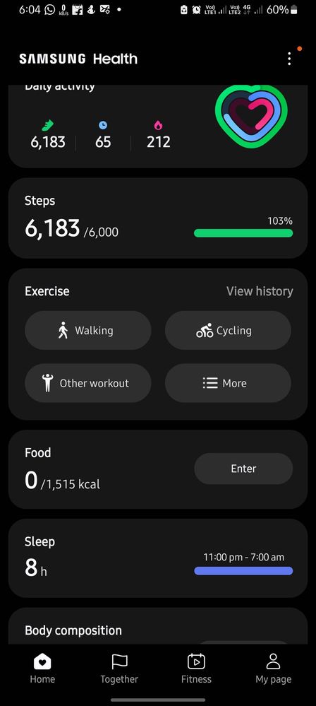 Samsung discount health cycling