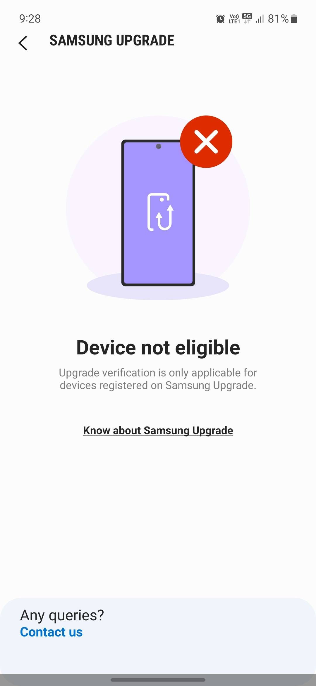 Upgrade Verification Device Not Eligible Samsung Members