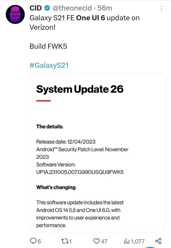 Samsung Galaxy S20 FE 5G One UI 5.1 update released in India