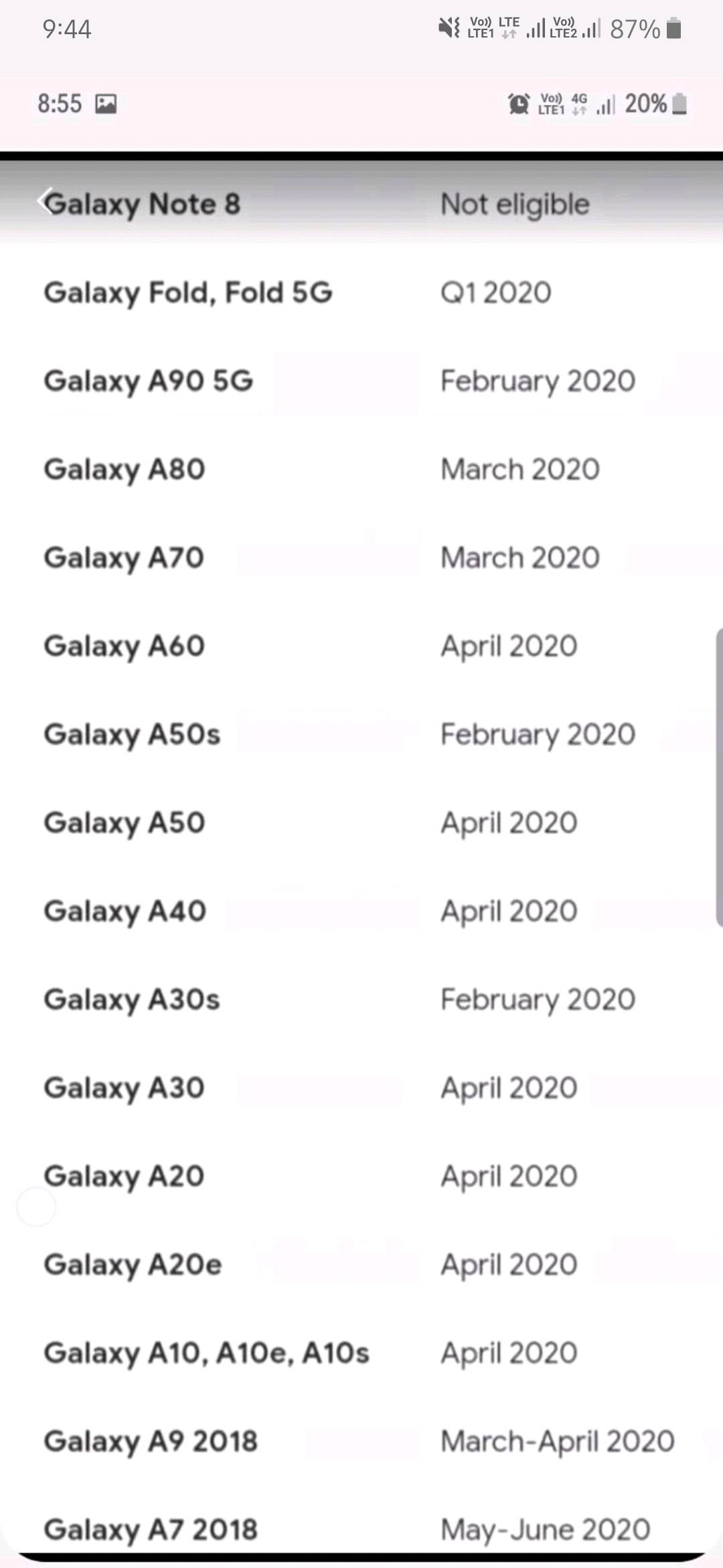 Android 10 One UI 2 eligible model list with date - Samsung Members
