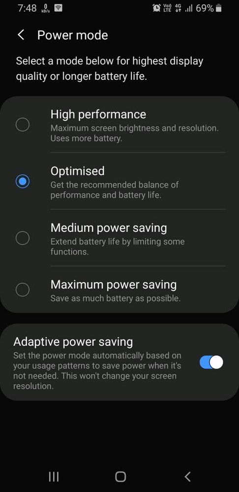Adaptive power saving not available in s9 - Samsung Members