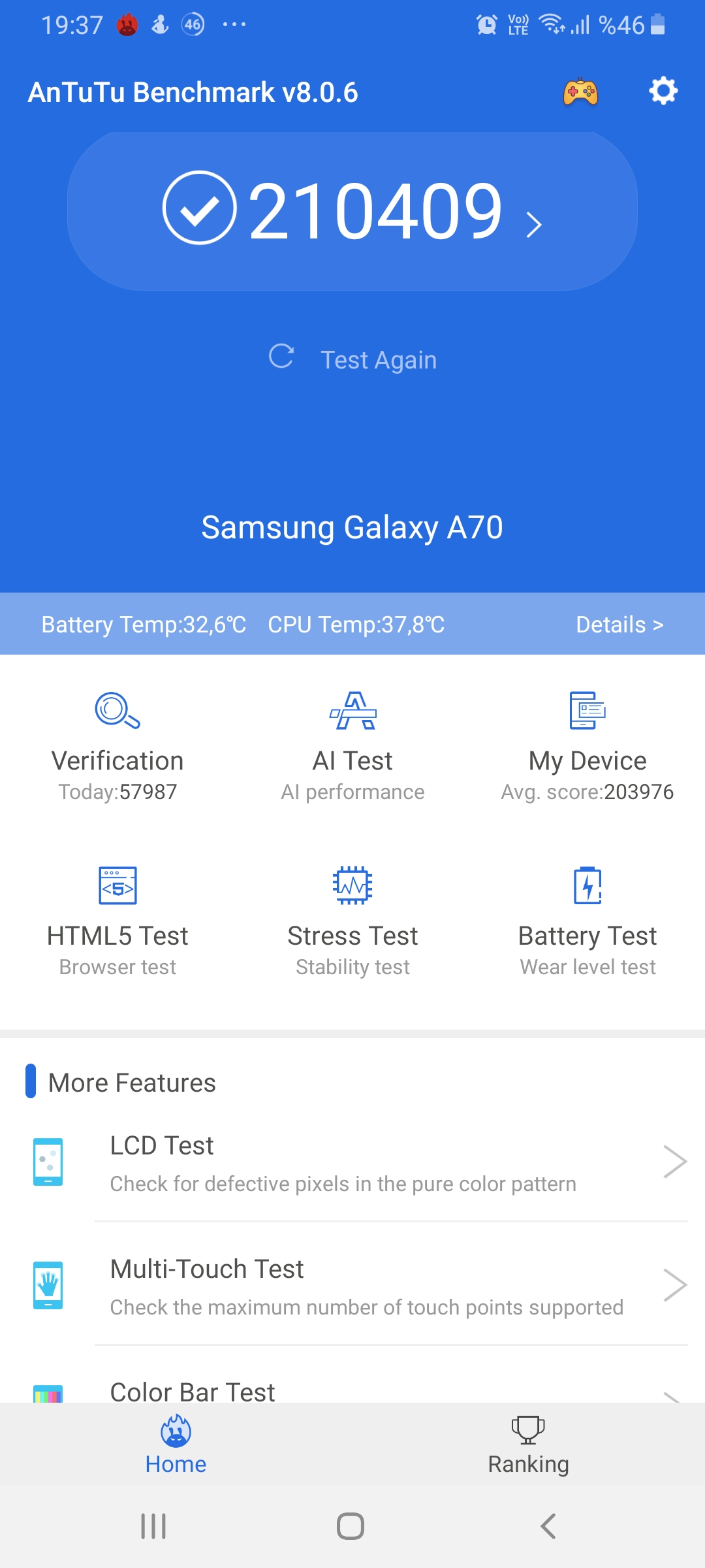 Galaxy A70 AnTuTu Benchmark v8 Score - Samsung Members