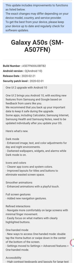 one ui 2 galaxy a50