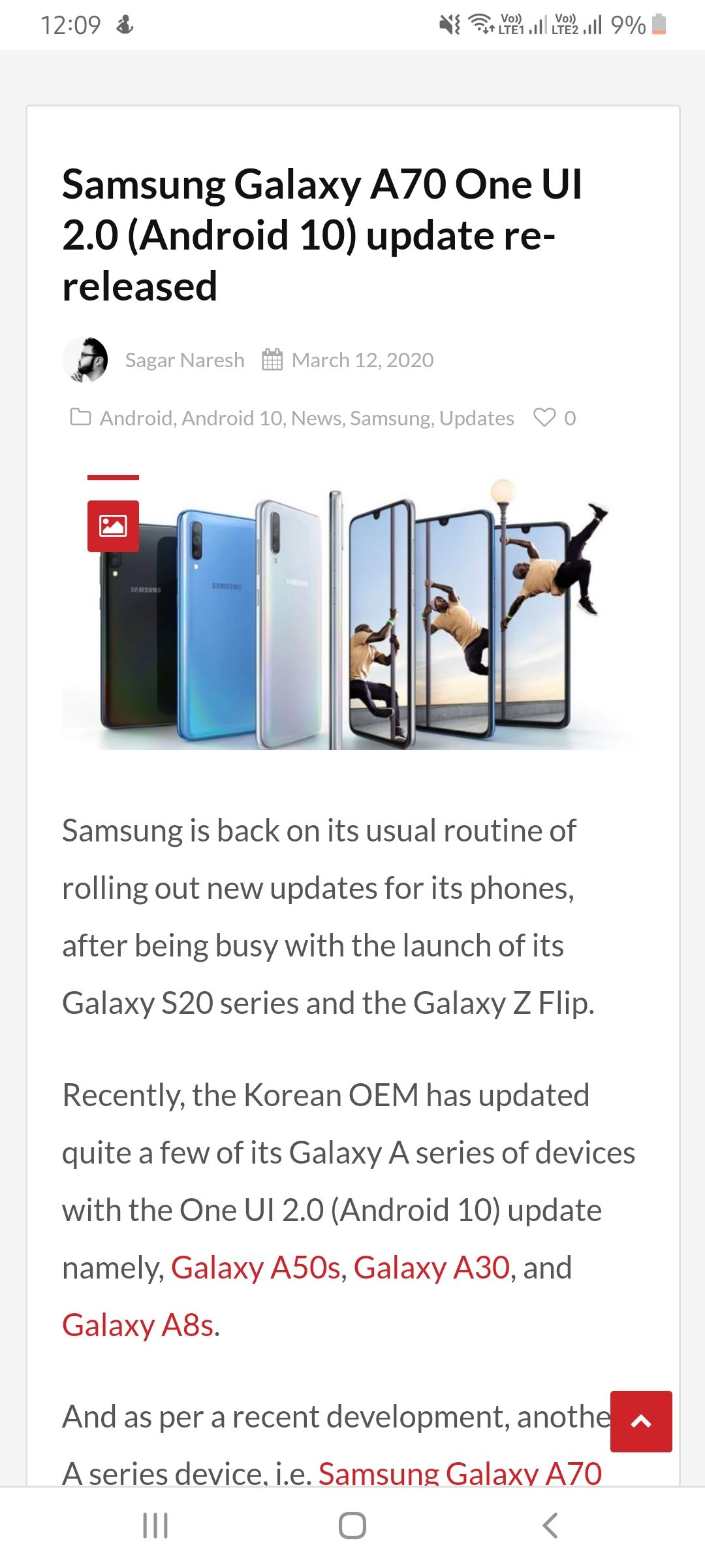 Galaxy A70 One UI 2.0 (Android 10) update resumed - Samsung Members