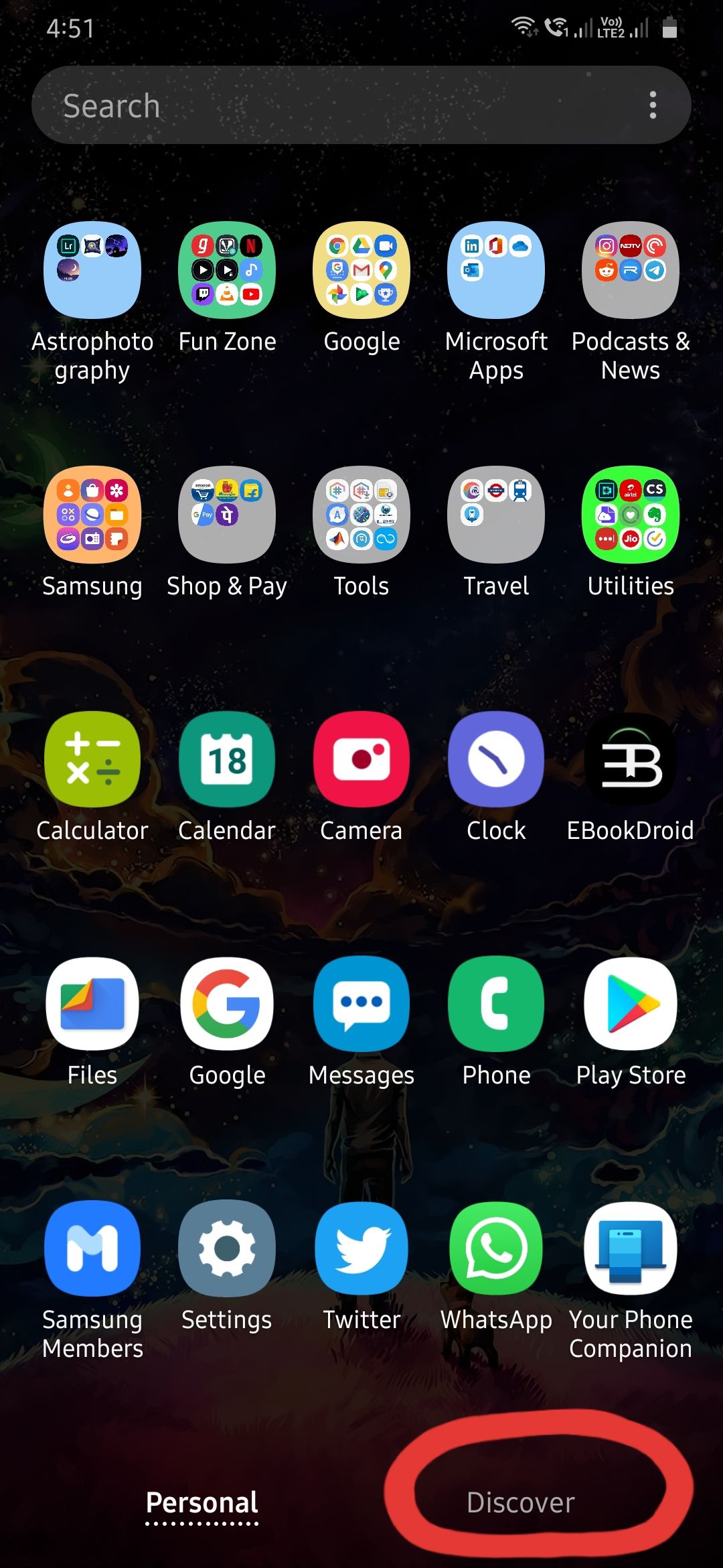 M30s- Removing the Discover Option from App Screen