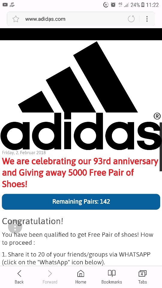 BEWARE ! fake Adidas offer on social media - Samsung Members