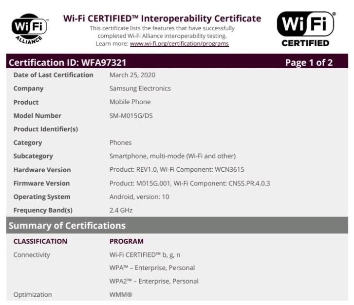 Samsung Galaxy M01 with Android 10 certified by th - Samsung Members