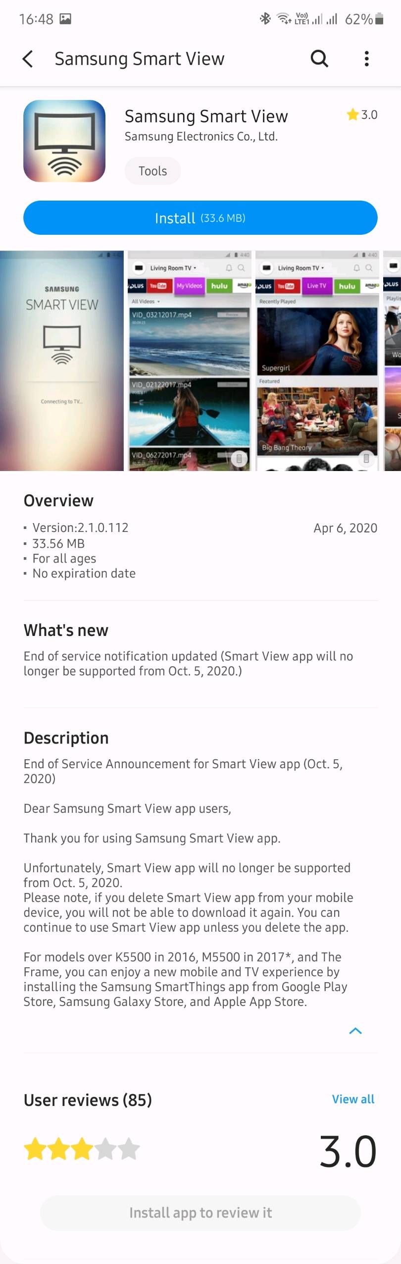 Samsung smart on sale view app