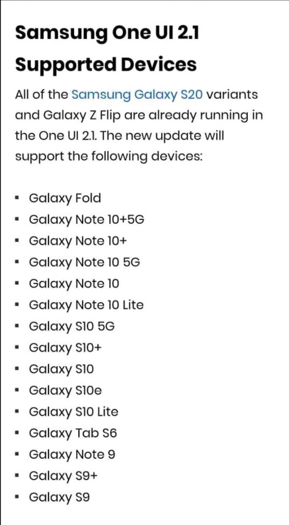 ONE UI 2.1 SUPPORTED DEVICE LIST 🔥❤ - Samsung Members