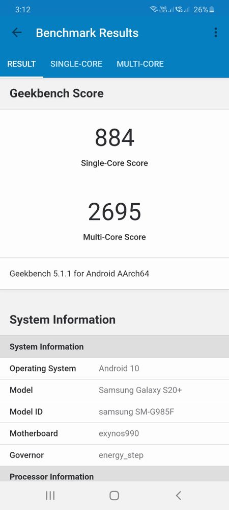 S20+ Geekbench 5 score - Samsung Members