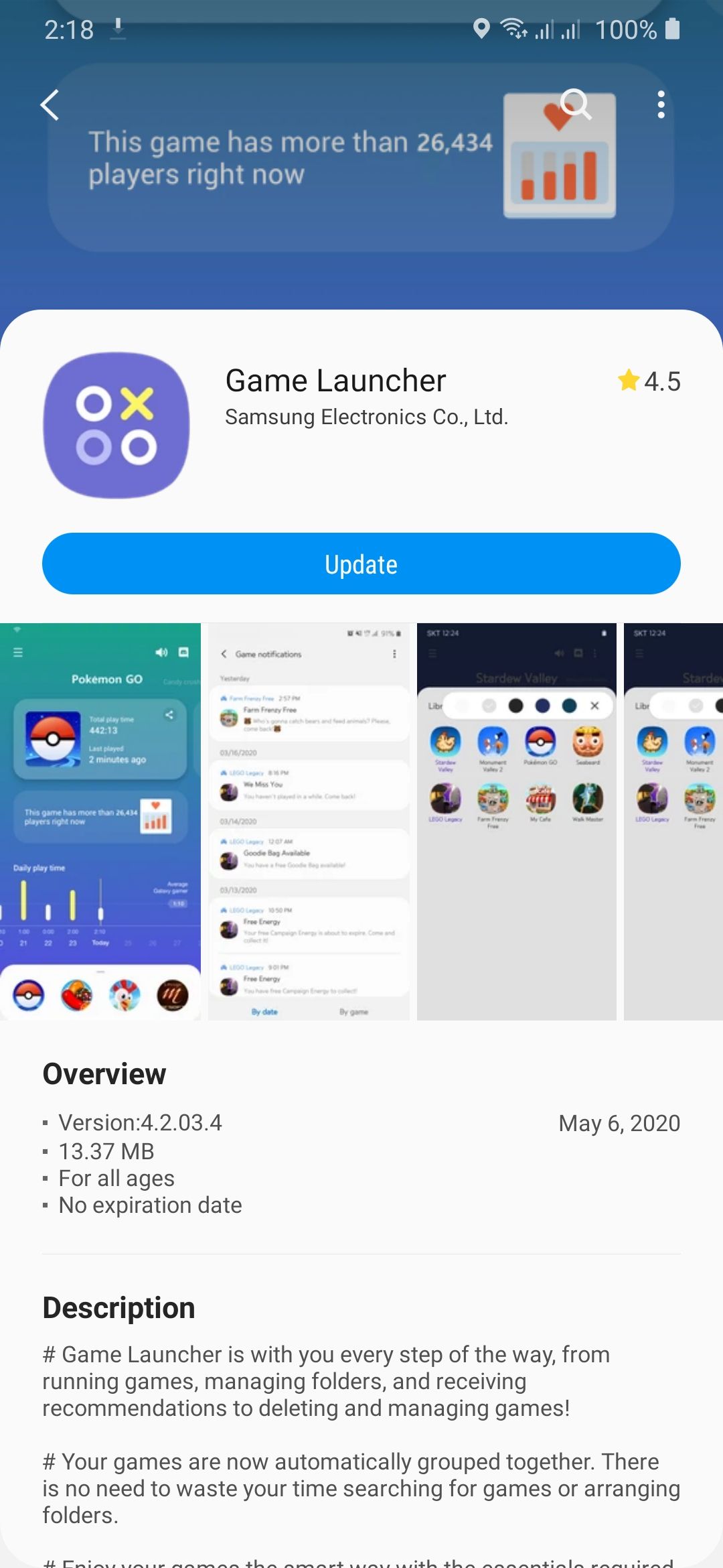 New app update available #Game Launcher - Samsung Members