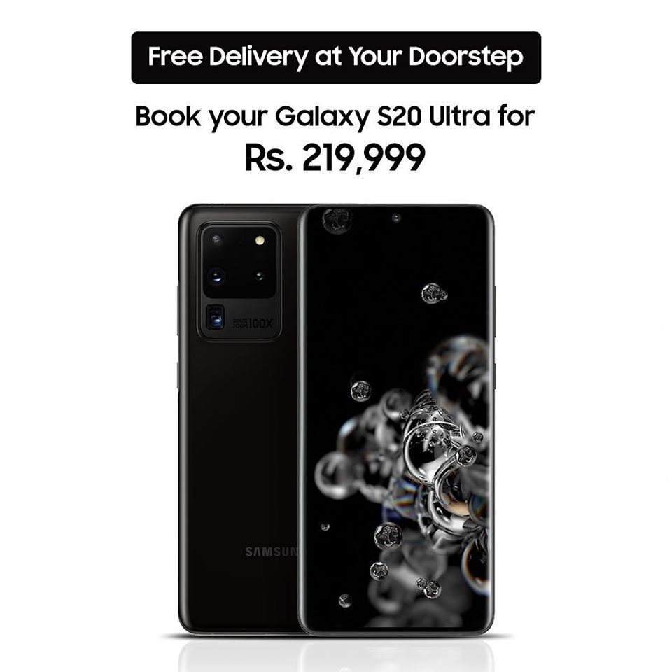 Book your Samsung #GalaxyS20Ultra and get it delivered at your doorstep for just Rs. 219,999. Book now: https://www.samsung.com/pk/bookonline/ . #AtHome #StayApartStayTogether #SamsungPakistan