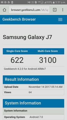 J7 2015 Testing In Nougat Geekbench Samsung Global Eu