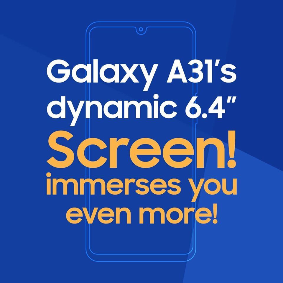 #BeMoreAwesome with 6.4” Super AMOLED display of #GalaxyA31 which has an on-screen fingerprint scanner for your convenient use! Pre-order now and get a 10,000mAh battery pack for free. #AwesomeIsForEveryone